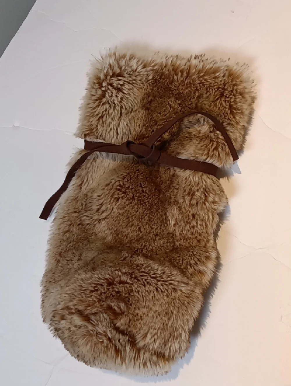 Pottery Barn Faux Fur Wine Cozy Gift Bag
